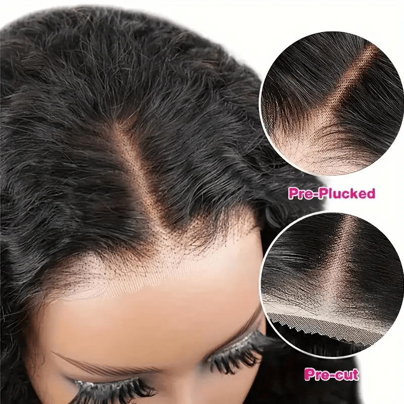 200% Ready To Wear 13x6 Deep Wave Lace Front Wigs Human Hair 13x6 HD Lace Deep Curly Glueless Frontal Wigs Human Hair Pre Plucked For Women Put on And Go Wi