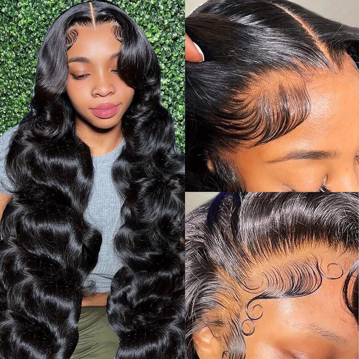 13x4 Body Wave HD Lace Front Wigs Human Hair Pre Plucked 200% Density Body Wave Lace Front Wigs Human Hair For Women With Baby Hair Natural Black