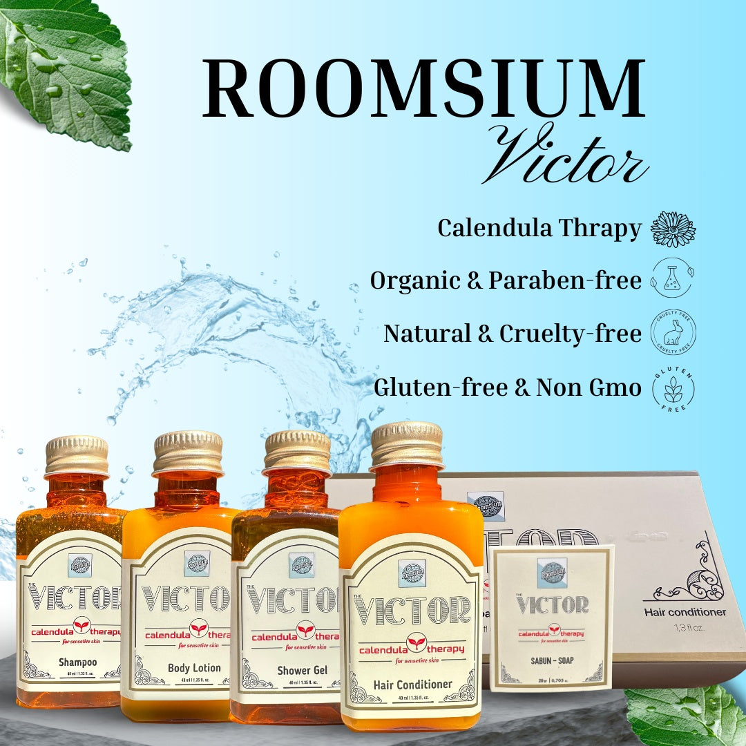 Roomsium Victor, Goji Berry Scented, Travel Size Toiletries Set For Hosts, Homes, Hotels, SPAs, Gift Shops