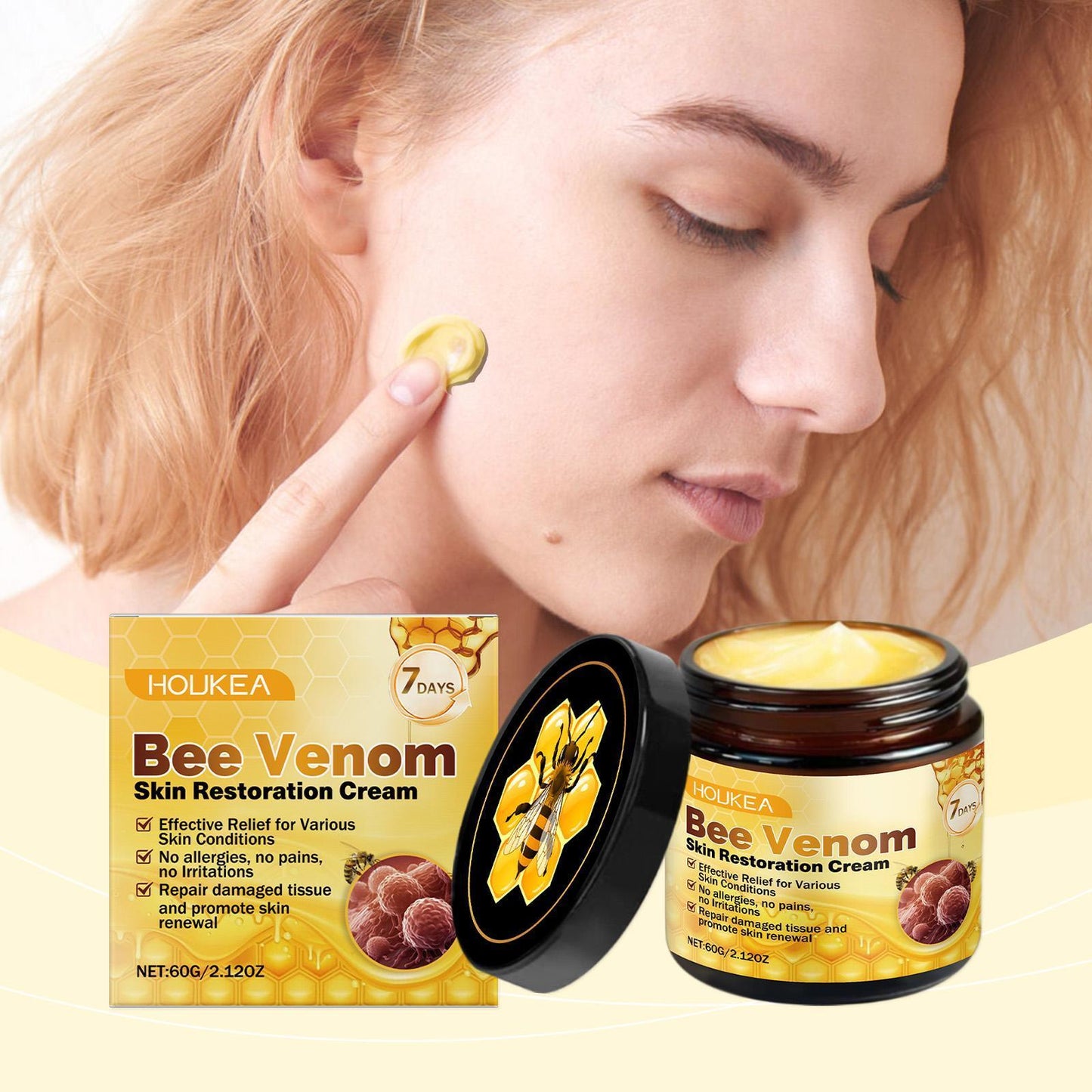 Houkeya Bee Skin Care Cream Gentle Cleansing, Mole Removal, Moisturizing, Soothing Skin Care Cream