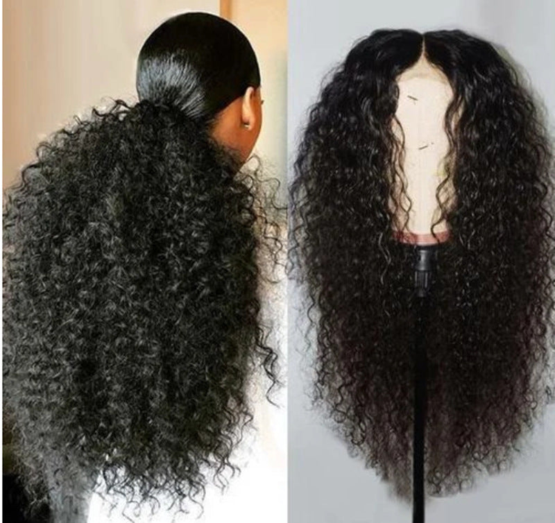 African explosive head black long curly hair chemical fiber high temperature silk wig cover