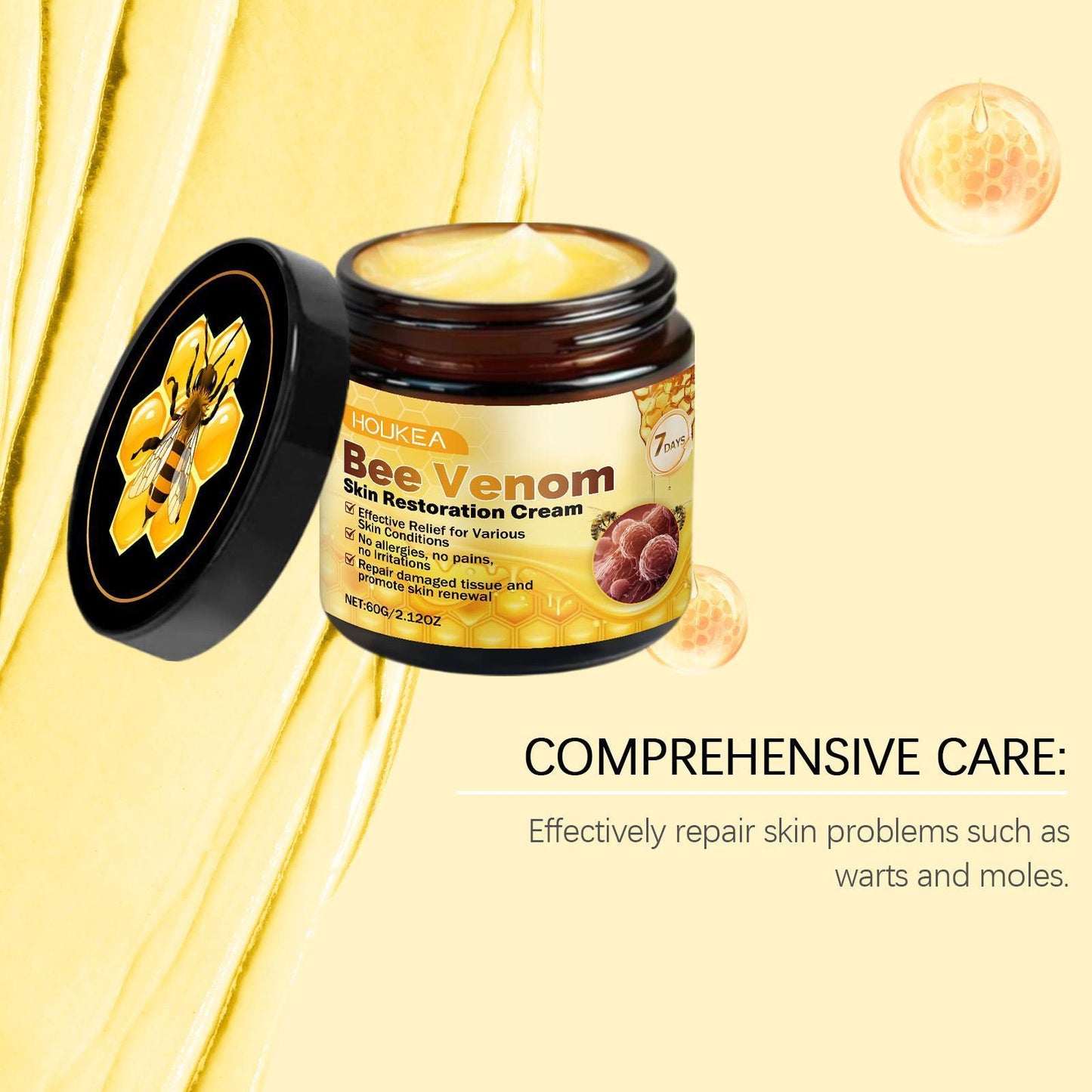 Houkeya Bee Skin Care Cream Gentle Cleansing, Mole Removal, Moisturizing, Soothing Skin Care Cream