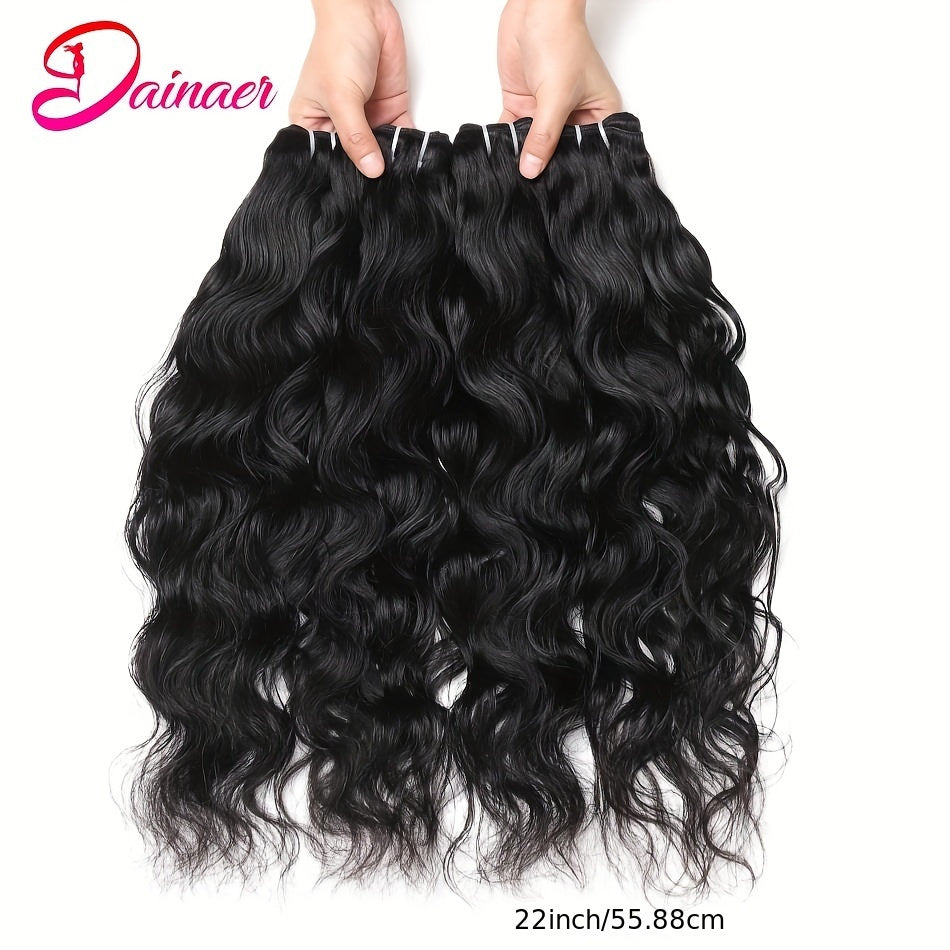 Brazilian Natural Wave Bundles With Closure Human Hair 4 Bundles With 4x4 HD Lace Closure Natural Color Human Hair Extensions With Closure Free Part