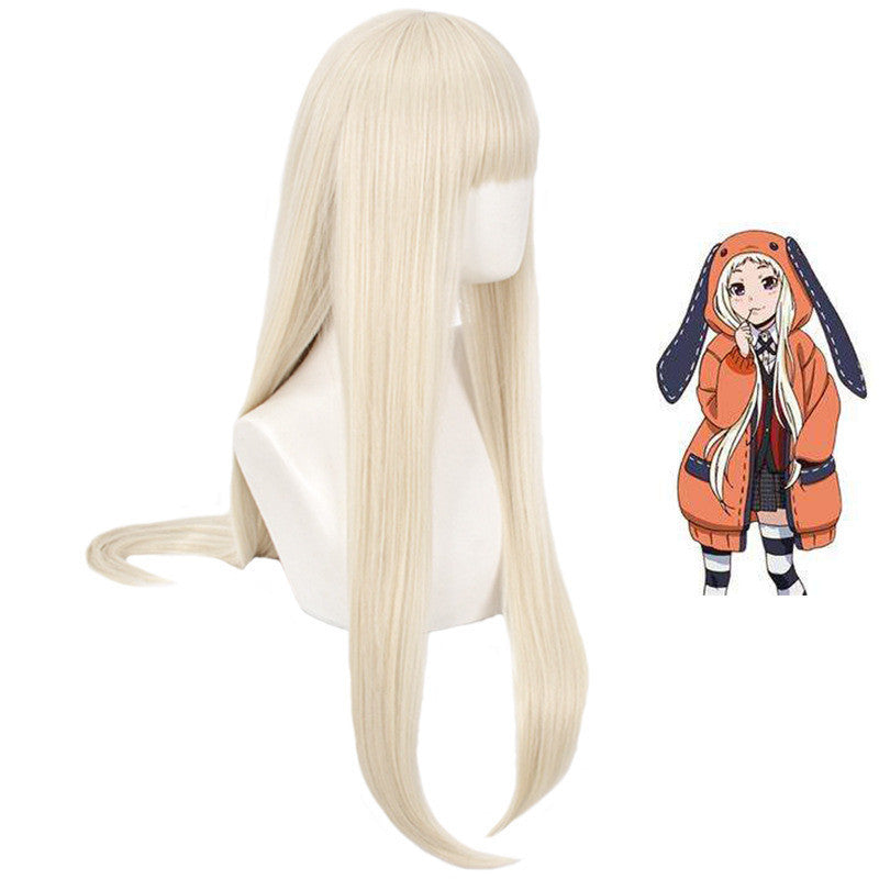 Anime bangs milk golden cos wig