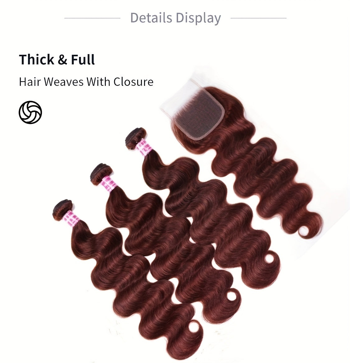 Nadula 12A Reddish Brown Body Wave Human Hair Weave 3 Bundles with 4x4 lace closure, Brazilian Remy Hair Ombre Balayage Human Hair Extension FB30 Highlight Color