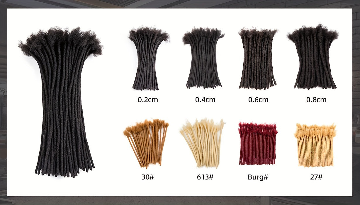 0.4 cm and 0.6 cm Thickness Pre Colored 100% Real Human Hair Dreadlock Extensions for Man/Women Full Handmade Permanent Loc Extensions Bundles Can Be Dyed Bleached Curled Twisted