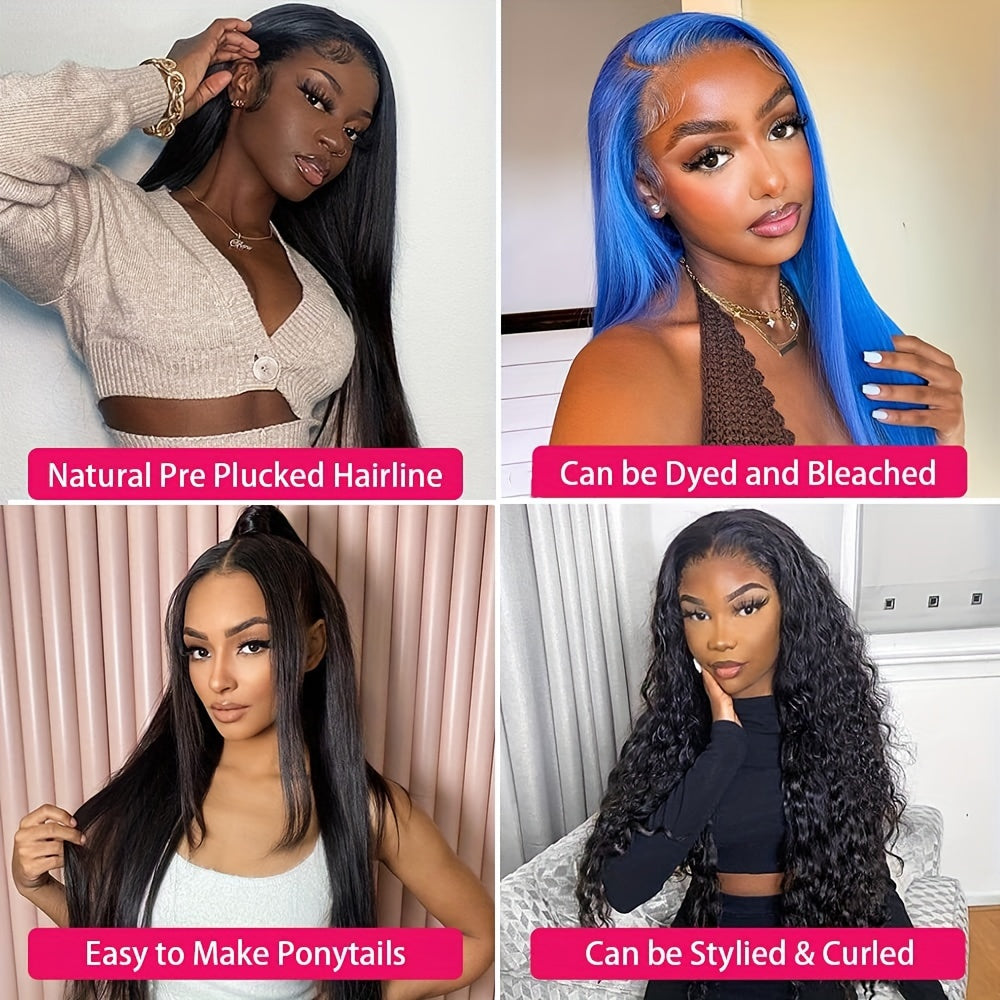 150% Density 13x4 Full Lace Front Wigs Human Hair Pre Plucked Straight Lace Fronal Wig HD Transparent Human Hair Lace Front Wigs For Women Natural Color