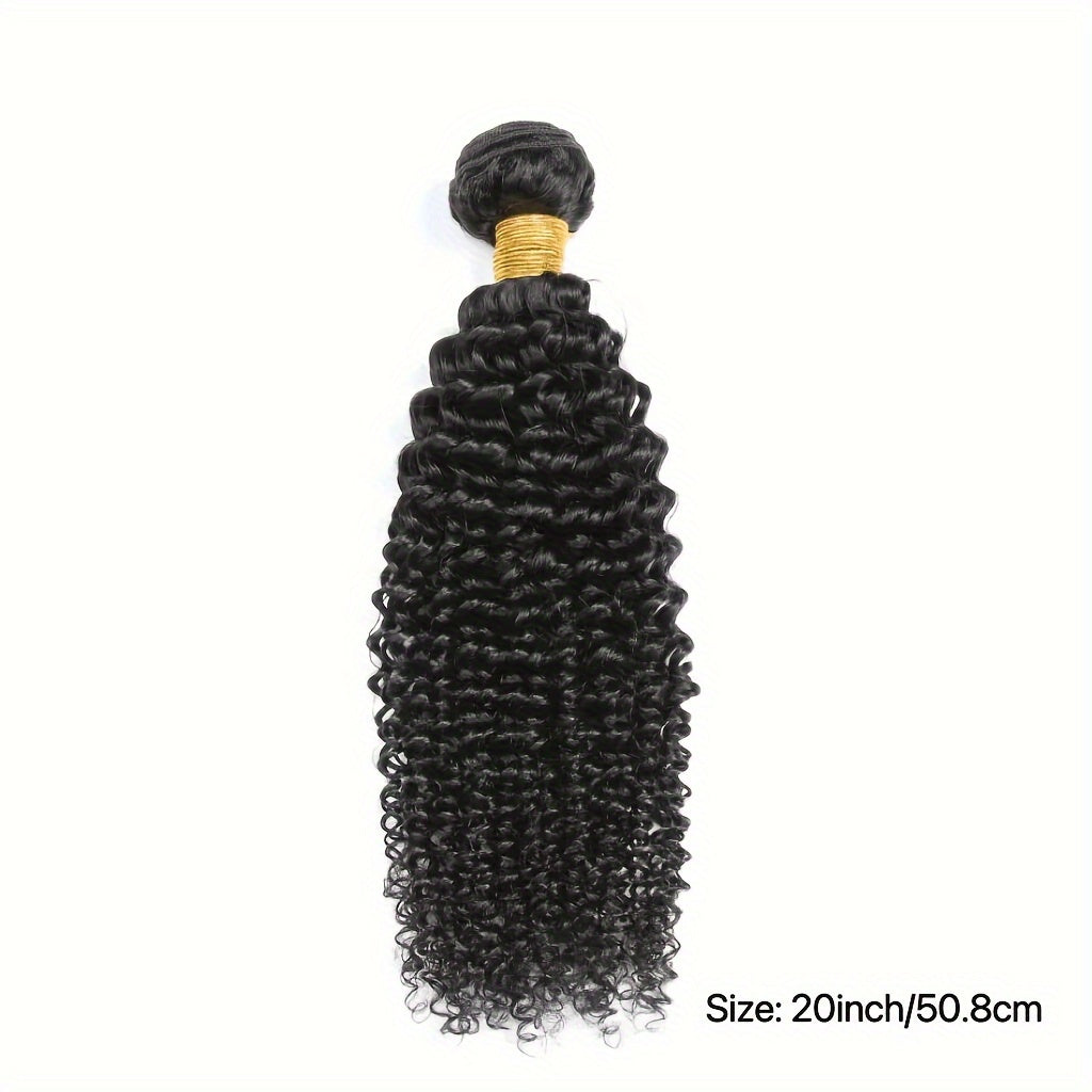 Mongolian Hair Afro Kinky Curly Hair Extension Human Hair Bundles With 4x4 Transparent Lace Closure Natural Color Remy Curly Bundles With Closure