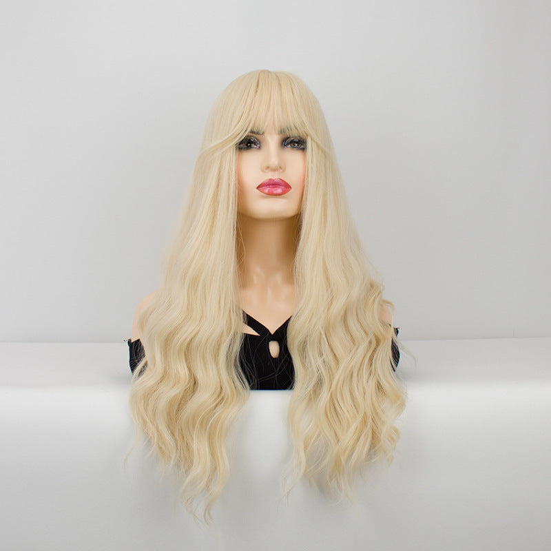Qi Bangs Purple Silk Gradual Change Chemical Fiber Wig