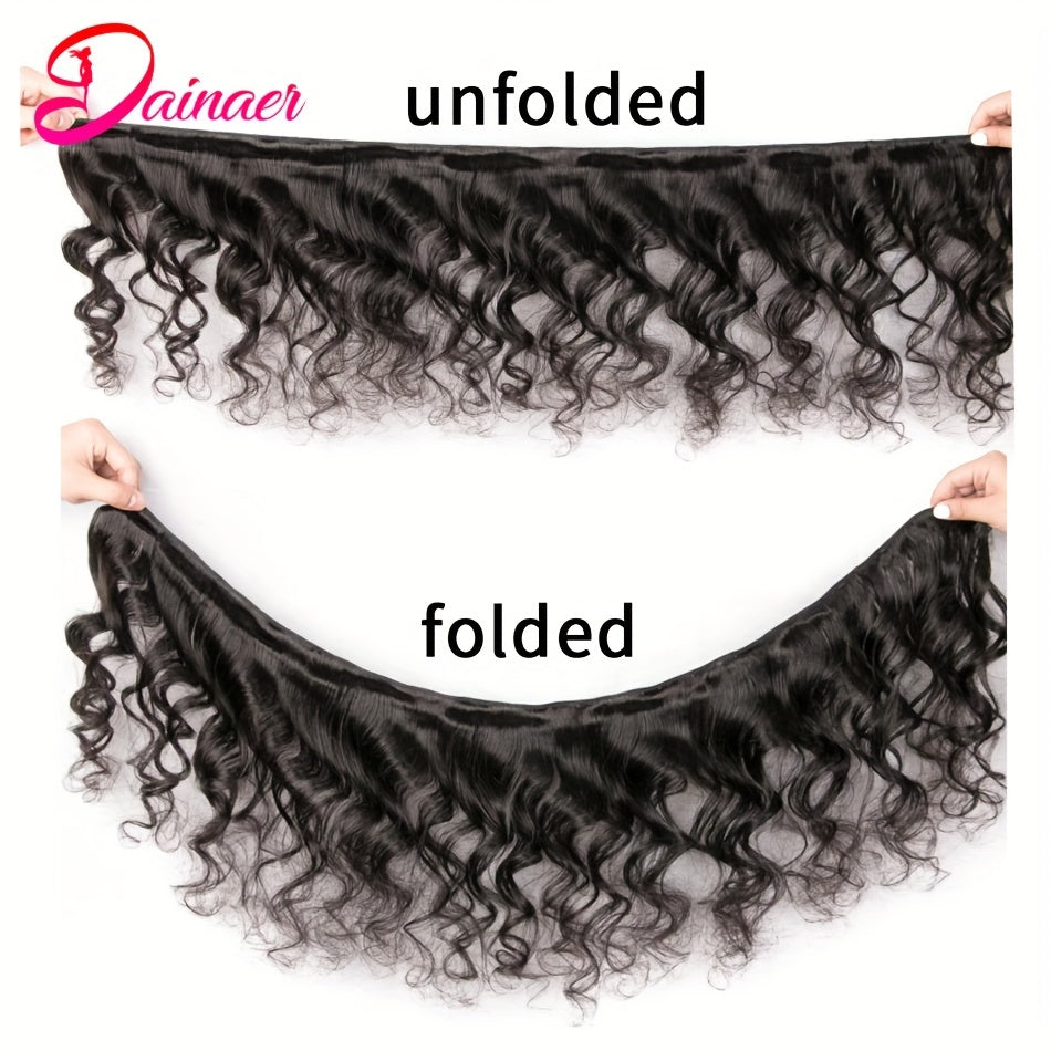 2 Pcs Human Hair Loose Wave Bundles Brazilian 100% Unprocessed Virgin Hair Weave Bundles For Women Loose Wave Human Hair Bundles Natural Color