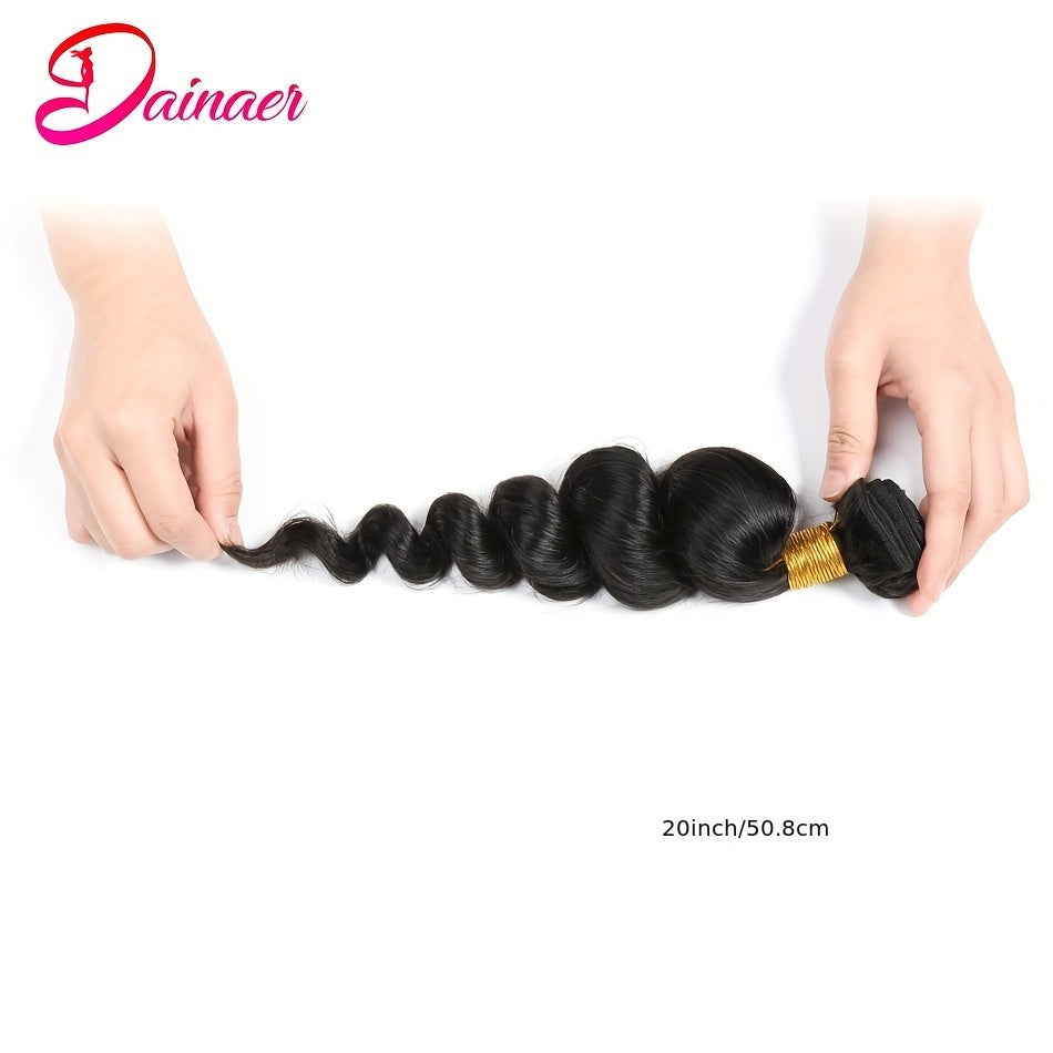 2 Pcs Human Hair Loose Wave Bundles Brazilian 100% Unprocessed Virgin Hair Weave Bundles For Women Loose Wave Human Hair Bundles Natural Color