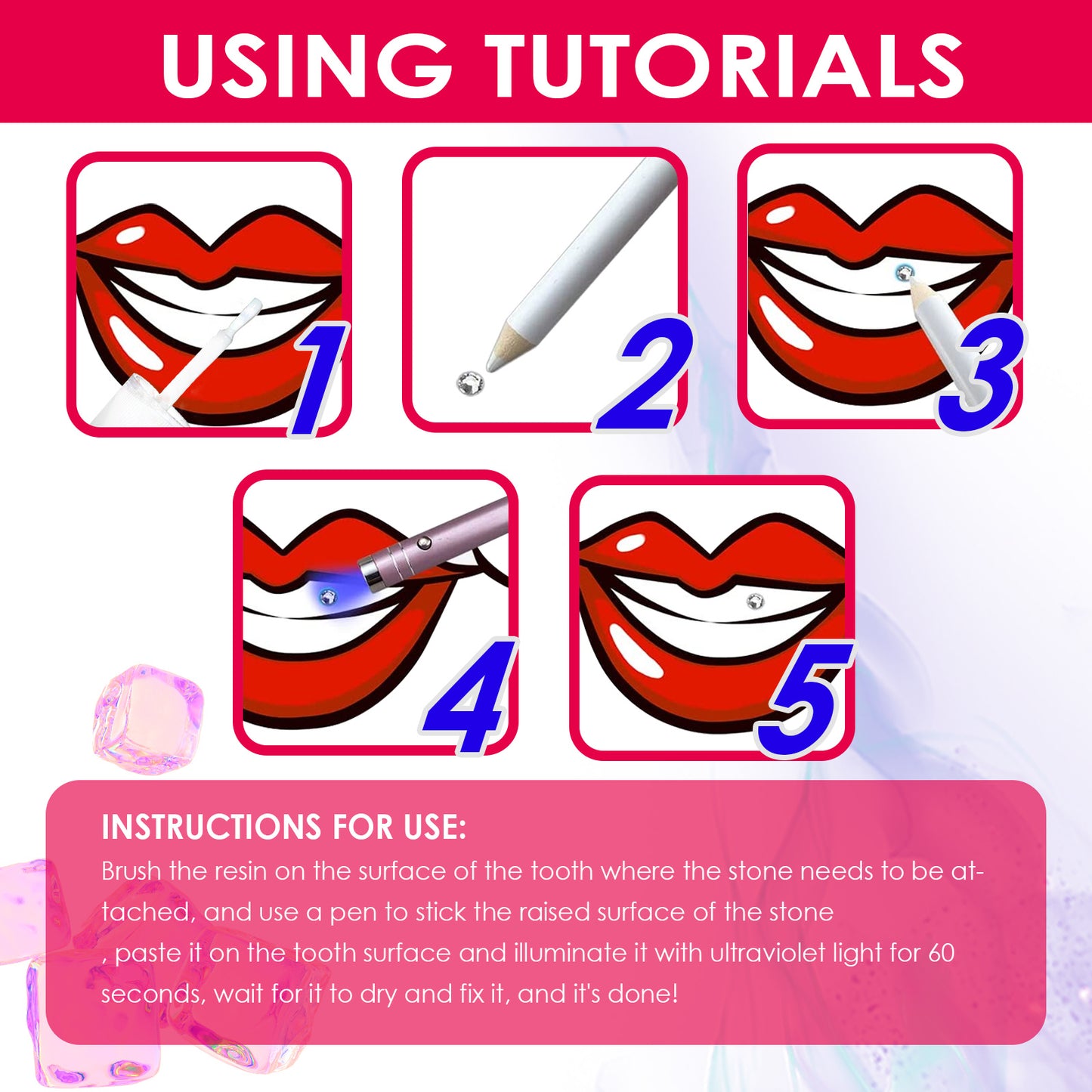 Jaysuing Tooth Gem Kit, Accessories Easy To Remove And Install Crystal Dental Drill Tooth Embellish Glitter Stick