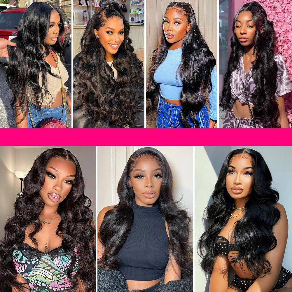 30 Inch 13x6 Body Wave Lace Front Wigs Pre Plucked Synthetic HD Lace Front Wig 180% Density Frontal Glueless Wigs with Baby Hair