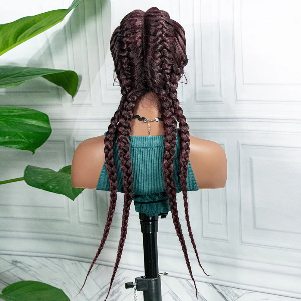Synthetic Lace Wigs Braided Wigs with Baby Hair Long 26 Inches Box Braids Wig for Black Women Lace Front Afro Hair Wigs