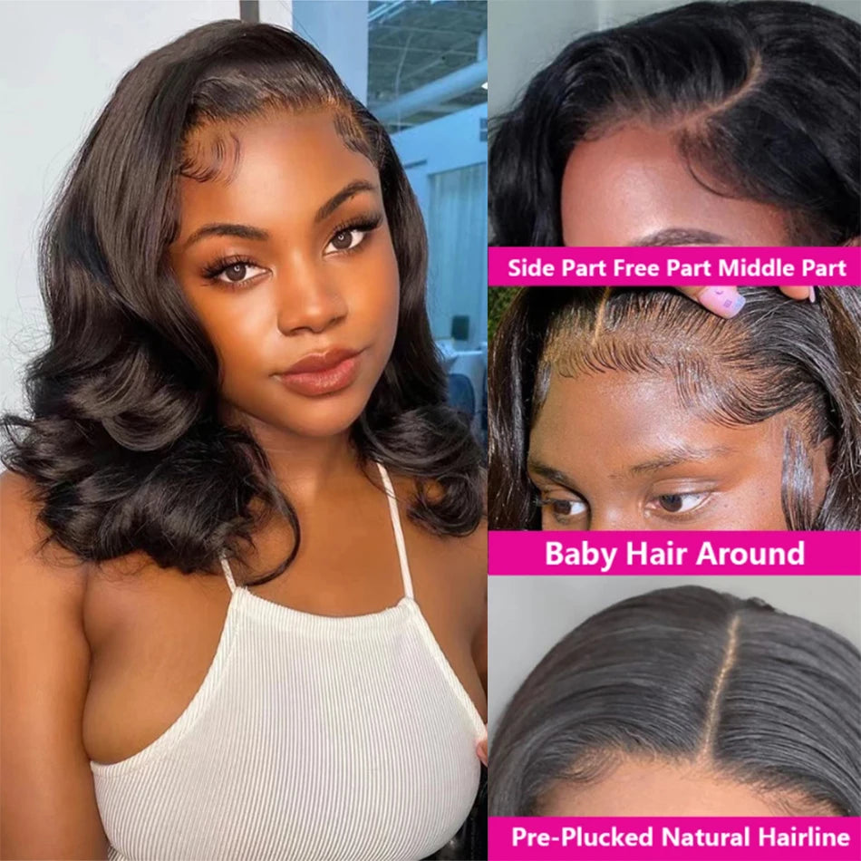12A Short Bob Wig Loose Body Wave Wig 13x4 HD Transparents Lace Front Human Hair Wigs for Women Glueless Wigs Lace Frontal Wig