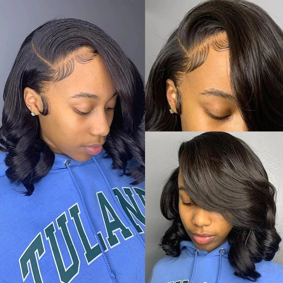 12A Short Bob Wig Loose Body Wave Wig 13x4 HD Transparents Lace Front Human Hair Wigs for Women Glueless Wigs Lace Frontal Wig