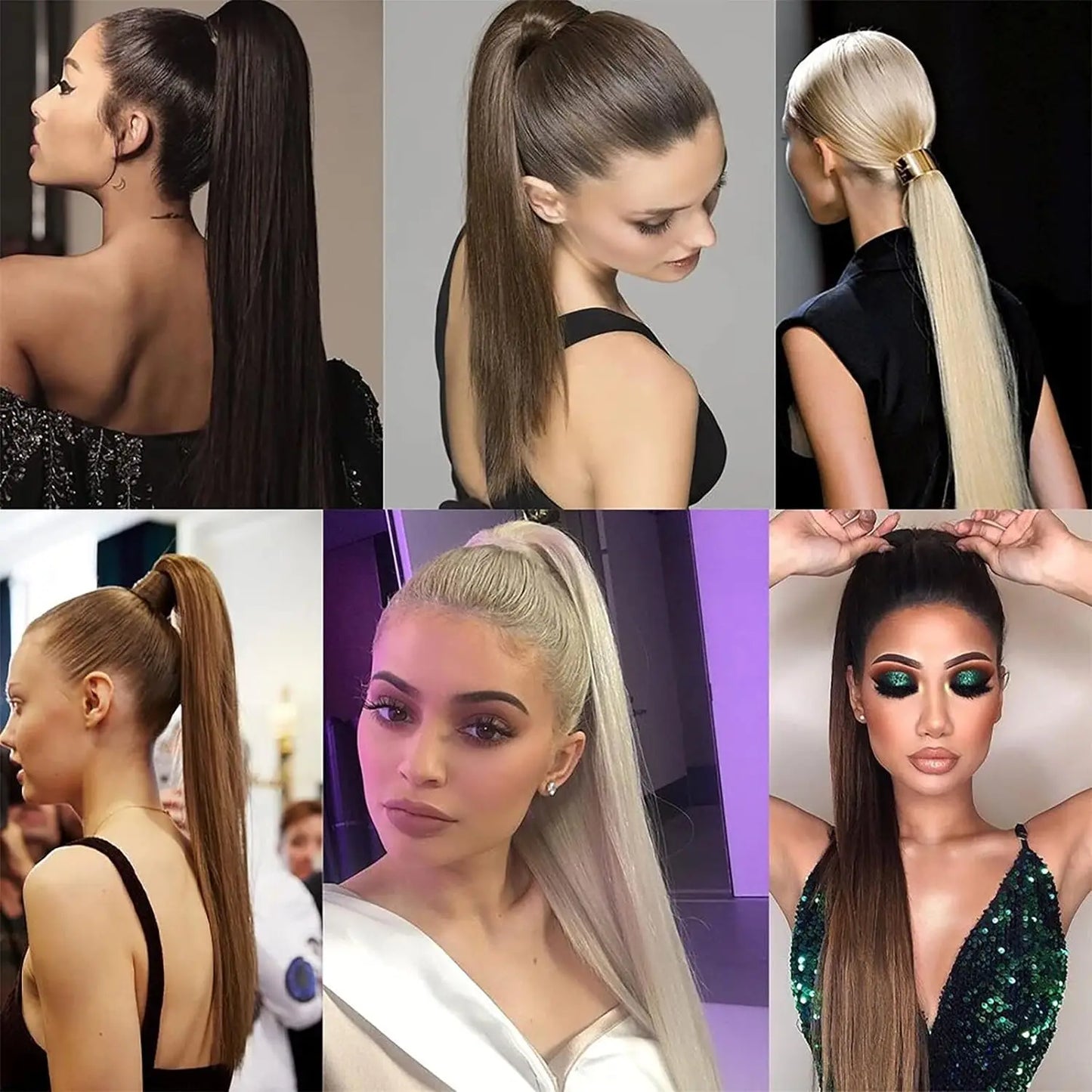 613 Blonde Straight Ponytail Human Hair Clips In Brazilian 100% Human Hair Extension Wrap Around Drawstring Head Wear Hairpiece