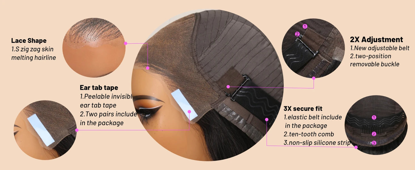 Unice Hair Pre Cut Pre Bleached 7x5 Loose Wave Wig With Bangs Wear Go Glueless Wig Pre Plucked Lace Front Human Hair Wig