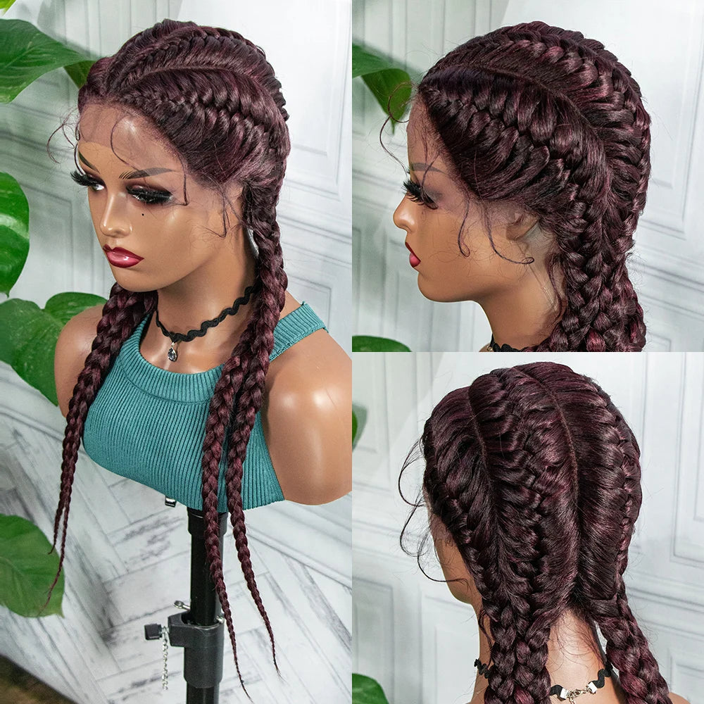 Synthetic Lace Wigs Braided Wigs with Baby Hair Long 26 Inches Box Braids Wig for Black Women Lace Front Afro Hair Wigs