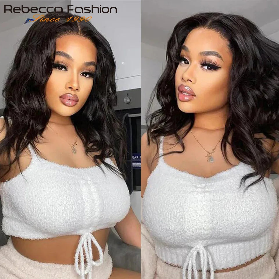 Online Clearance Sales Body Wave Human Hair Short Bob Wigs T Part Lace Front Wig Pre Plucked Brazilian Remy 100% Real Hair