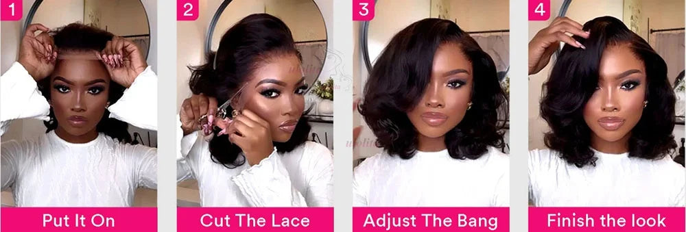 Short straightBob Wigs 13x4 HD Lace Closure Wig Blunt Cut with face framing layers Glueless Human Hair Ombre Chocolate brown wig