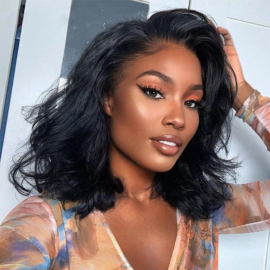 12A Short Bob Wig Loose Body Wave Wig 13x4 HD Transparents Lace Front Human Hair Wigs for Women Glueless Wigs Lace Frontal Wig