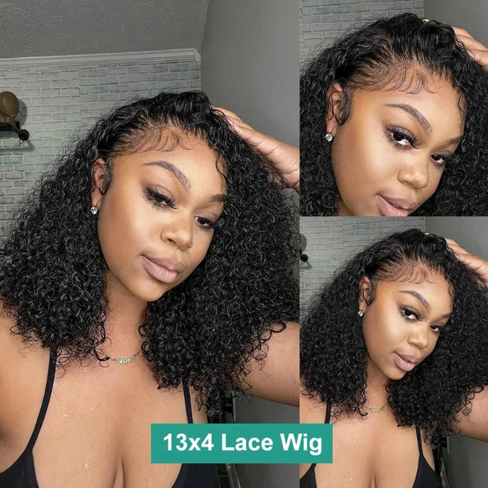 13X4 Mongolian Kinky Curly Lace Front Wigs For Women Preplucked With Baby Hair Curly 12A Human Hair Wigs Deep Curls Wig