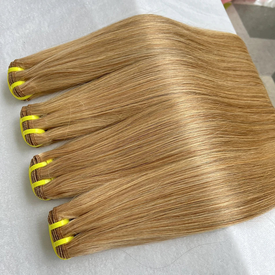 #27 #30 Colored Honey Blonde Straight Human Hair Bundles 16-30 Inch 100% Unprocessed Raw Human Hair Extensions Weave For Women