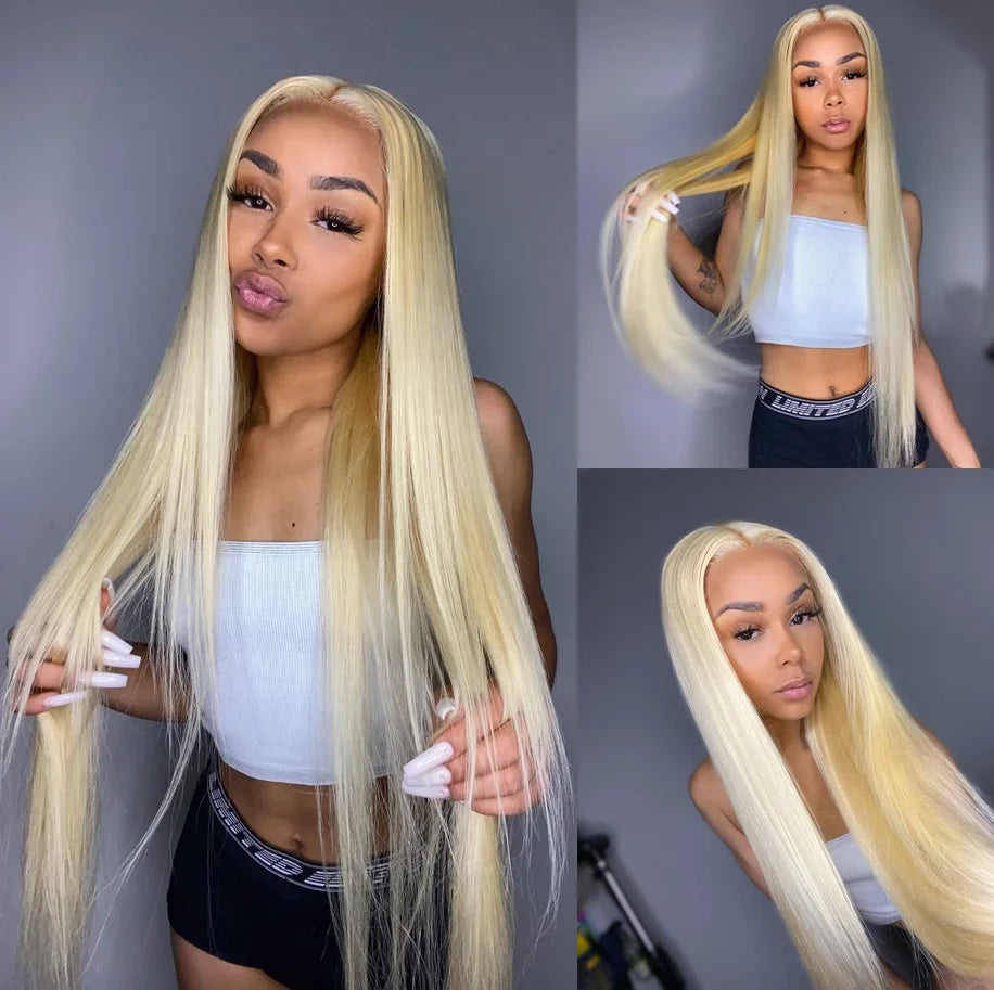 WOWANGEL 3/4 613 Honey Blonde Color Hair Extension Brazilian Hair Weave Bundles 26 28 30inches Straight Remy Human Hair Bundles