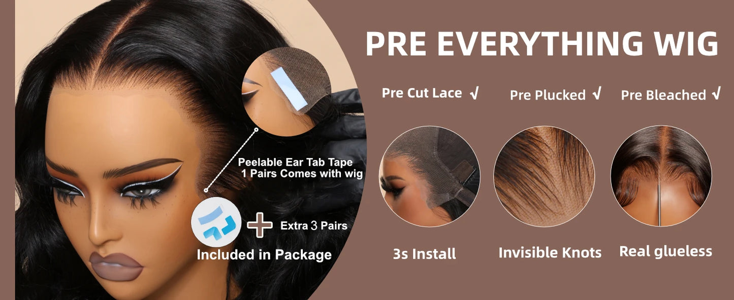 Unice Hair Pre Cut Pre Bleached 7x5 Loose Wave Wig With Bangs Wear Go Glueless Wig Pre Plucked Lace Front Human Hair Wig