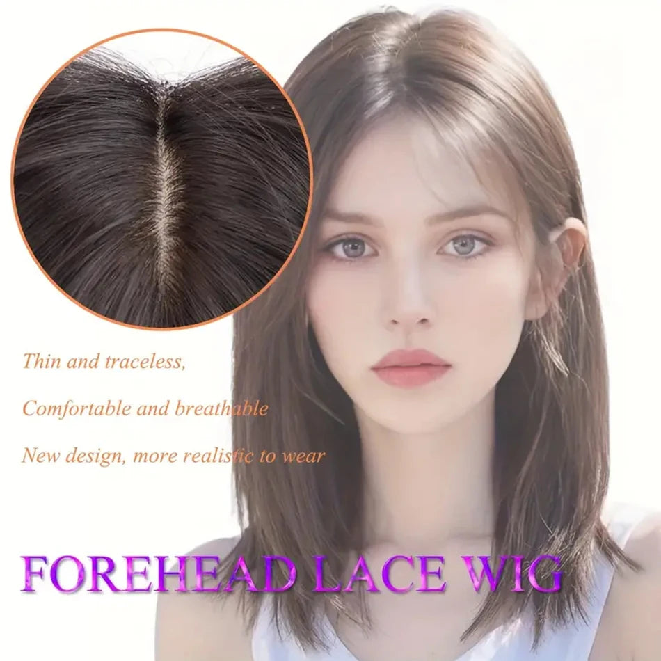 Shoulder Layered Synthetic Wig For Women Daily Use 16Inch Heat Resistant BOB Wig With Lace Front Brown Black Lolita Cosplay Wigs
