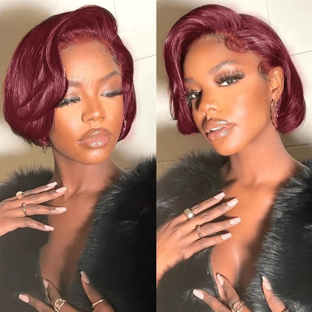 Pixie Cut 13x4 Transparent Lace Front Wigs For Women Short Bob Wig Brazilian Pre Plucked Lace Frontal Human Hair Wig 200 Density