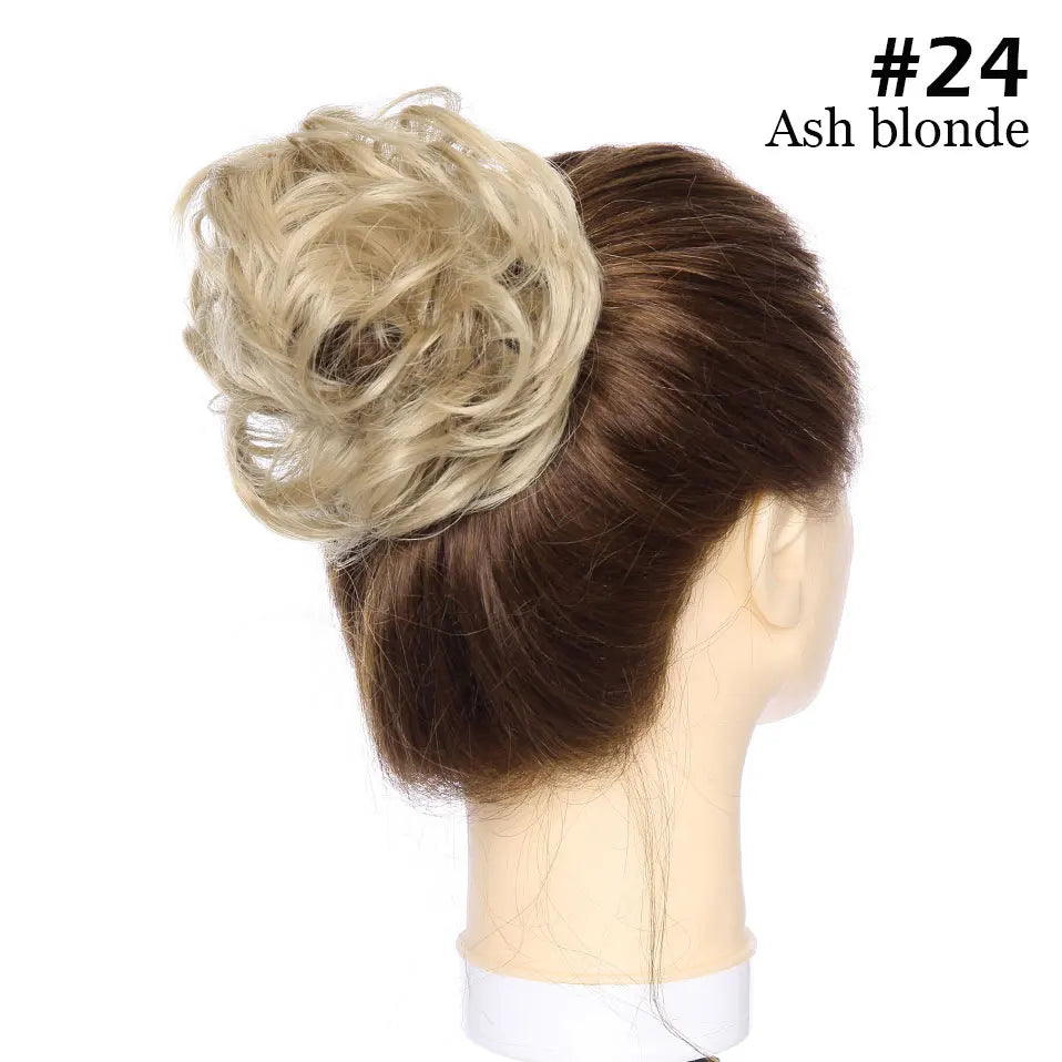 S-noilite Synthetic Elastic Band With Hair Curly Chignon Hair Women Drawstring Ponytail Hairpieces Black Brown Blonde Hairpiece