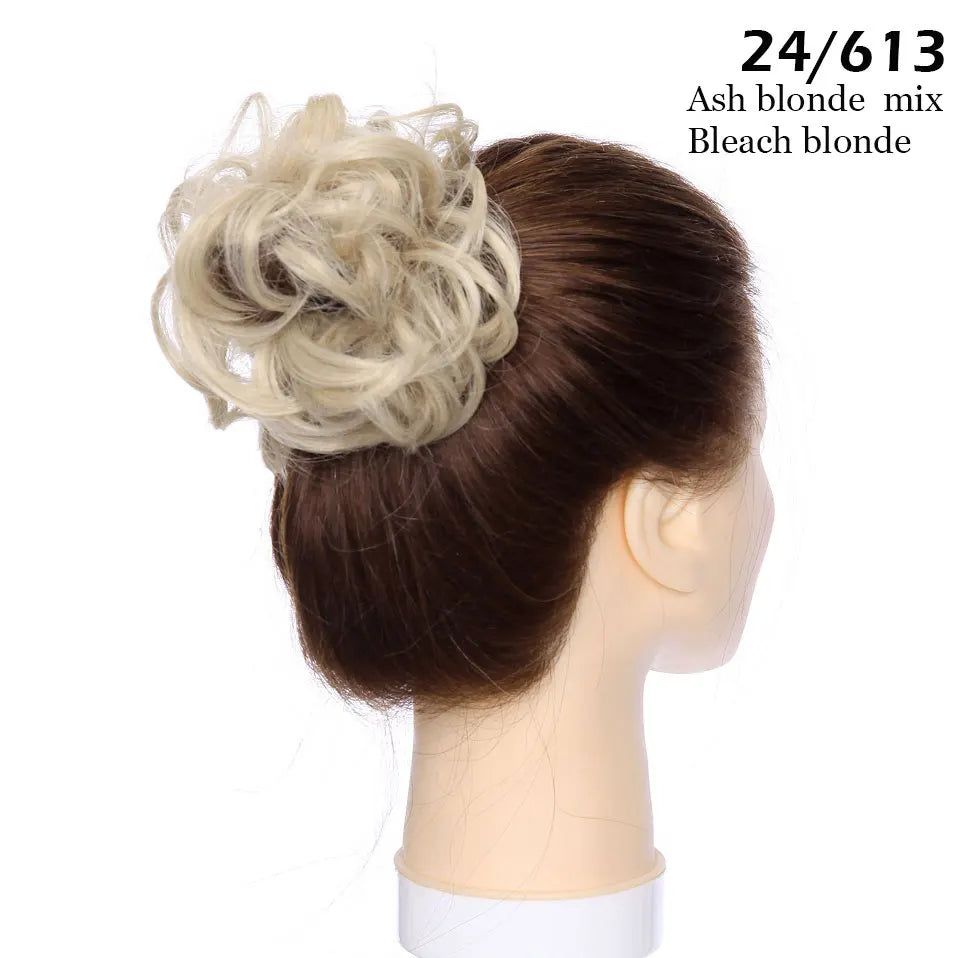 S-noilite Synthetic Elastic Band With Hair Curly Chignon Hair Women Drawstring Ponytail Hairpieces Black Brown Blonde Hairpiece