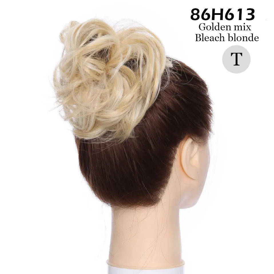 S-noilite Synthetic Elastic Band With Hair Curly Chignon Hair Women Drawstring Ponytail Hairpieces Black Brown Blonde Hairpiece