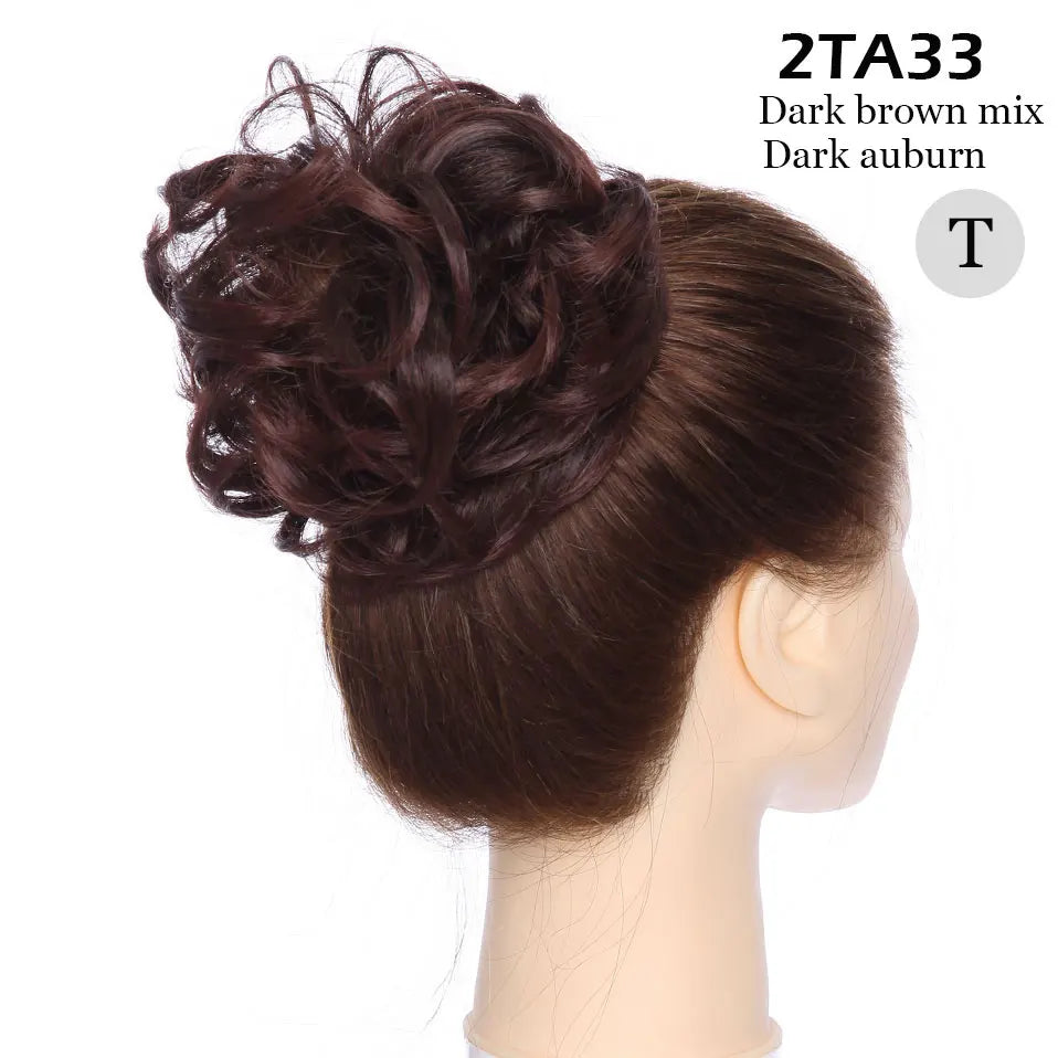 S-noilite Synthetic Elastic Band With Hair Curly Chignon Hair Women Drawstring Ponytail Hairpieces Black Brown Blonde Hairpiece