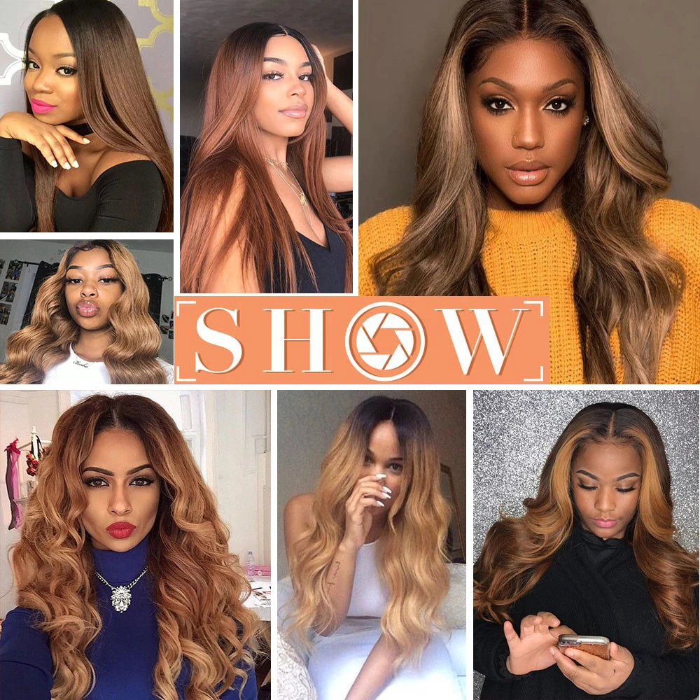 Ombre Color Body Wave Human Hair Bundles With Closure Brazilian Virgin Hair Bundles 1b/4/27 1b/4/30 Hair Weave Bundle Human Hair