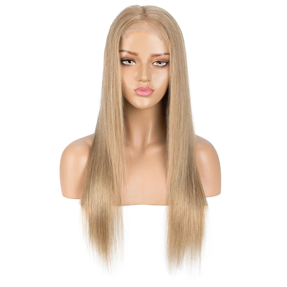 Sleek Human Hair Wigs Blonde Lace Front Wig For Women Straight Bob Wig Lace Closure Gold Brazilian Wigs Highlight Cosplay Wigs