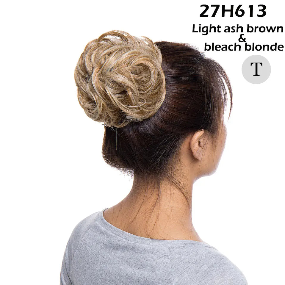 S-noilite Synthetic Elastic Band With Hair Curly Chignon Hair Women Drawstring Ponytail Hairpieces Black Brown Blonde Hairpiece