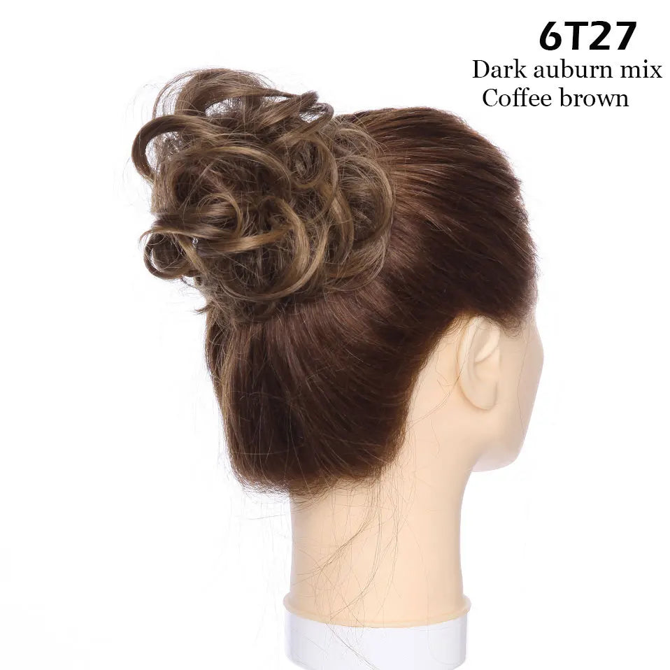 S-noilite Synthetic Elastic Band With Hair Curly Chignon Hair Women Drawstring Ponytail Hairpieces Black Brown Blonde Hairpiece