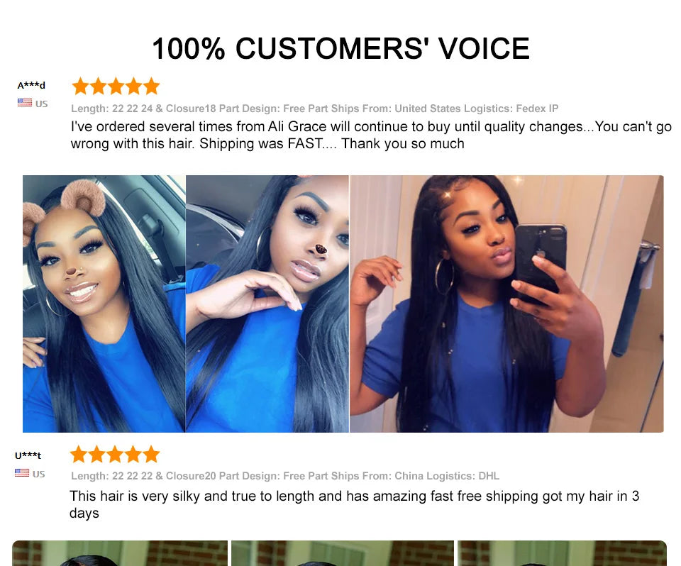 ALI GRACE Hair Straight Human Hair Bundles 1/3/4 Pcs Brazilian Straight Hair Bundles 28 30 32 Inch Remy Hair Weave Natural Color