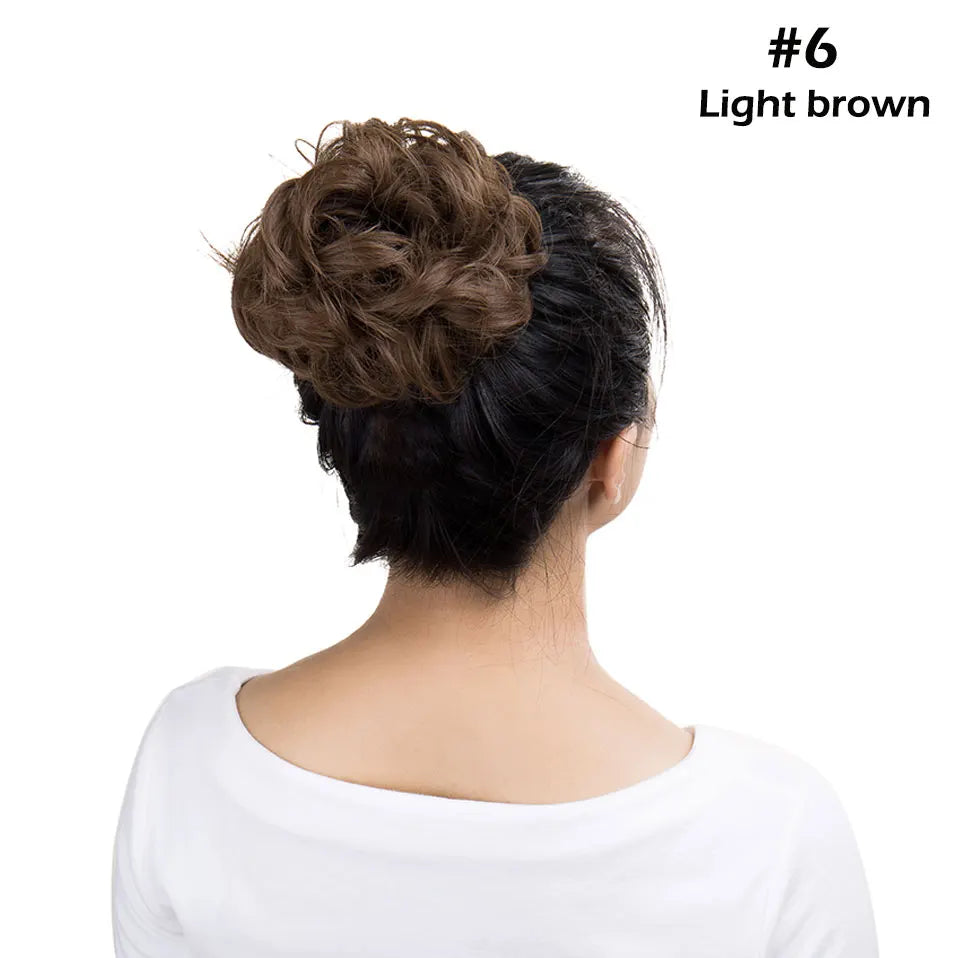 S-noilite Synthetic Elastic Band With Hair Curly Chignon Hair Women Drawstring Ponytail Hairpieces Black Brown Blonde Hairpiece