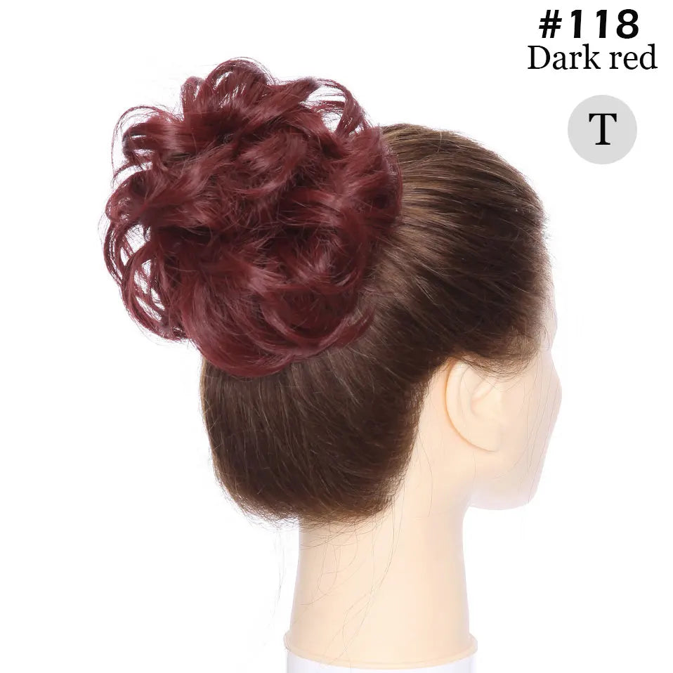 S-noilite Synthetic Elastic Band With Hair Curly Chignon Hair Women Drawstring Ponytail Hairpieces Black Brown Blonde Hairpiece