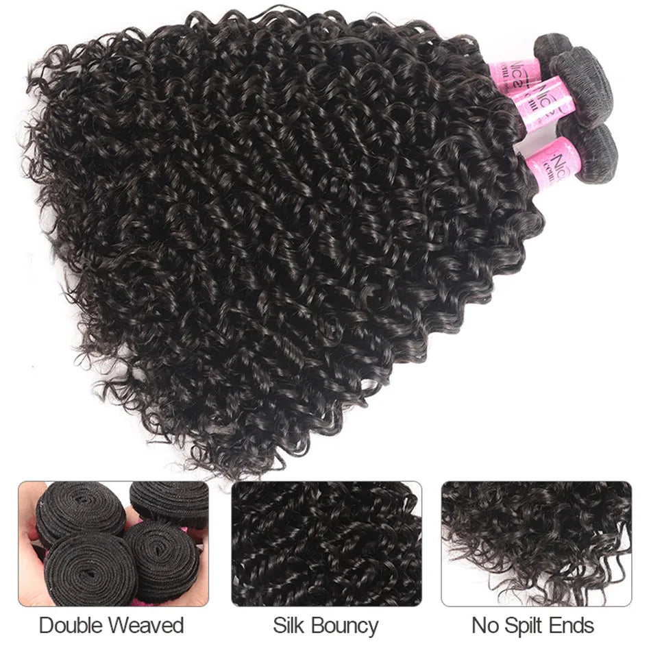 UNice Hair Curly Weave 100% Human Hair Bundles Remy Hair 8-26 Inch Brazilian Hair Bundles Natural Color 10A 1/3/4 Bundles Deal