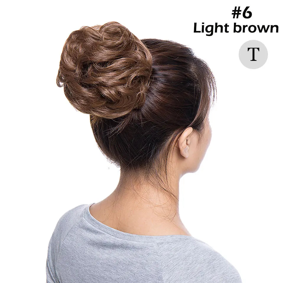 S-noilite Synthetic Elastic Band With Hair Curly Chignon Hair Women Drawstring Ponytail Hairpieces Black Brown Blonde Hairpiece
