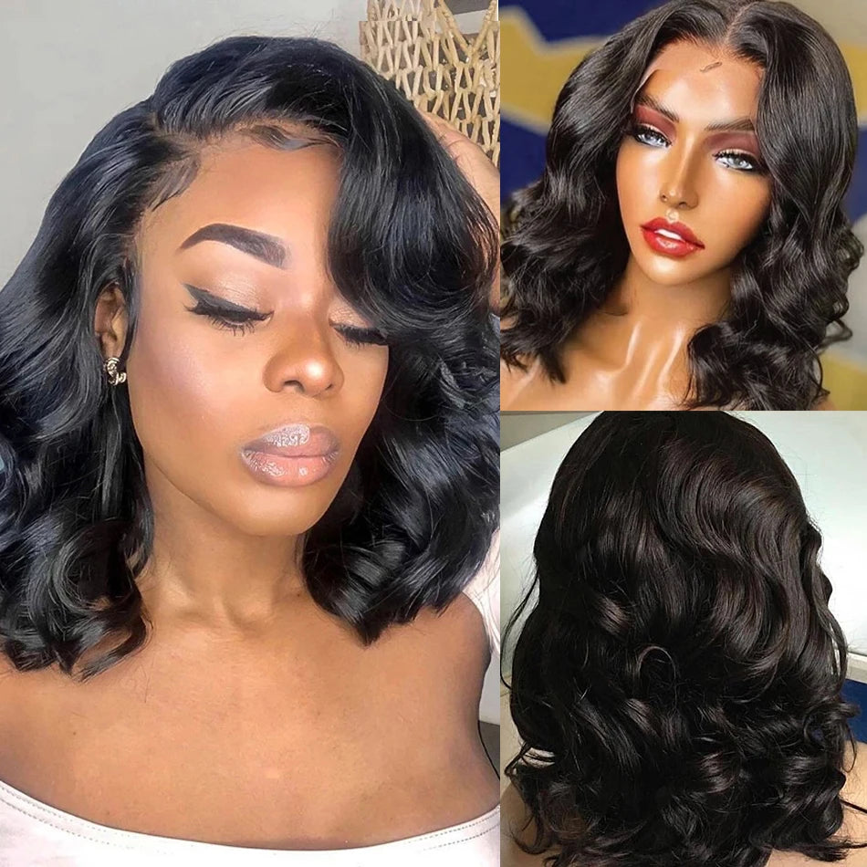 12A Short Bob Wig Loose Body Wave Wig 13x4 HD Transparents Lace Front Human Hair Wigs for Women Glueless Wigs Lace Frontal Wig