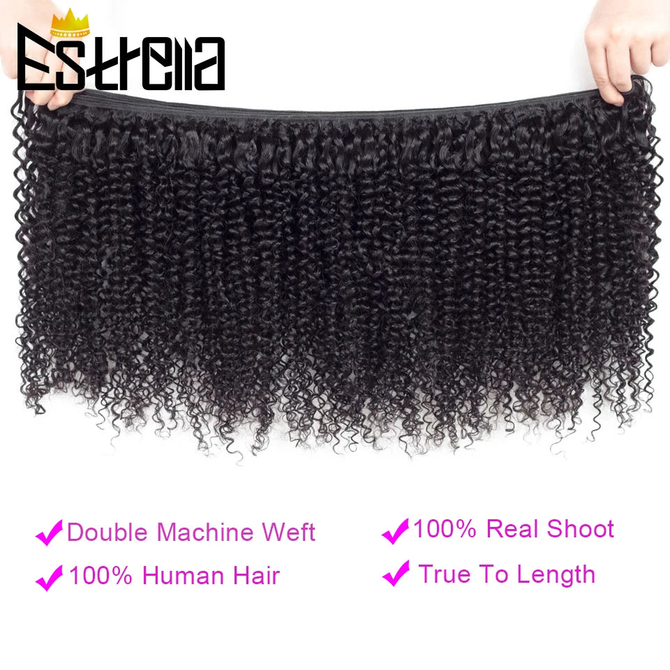 Brazilian Kinky Curly Human Hair Bundles 1/3/4 Pcs Remy Human Hair Weave Kinky Curly Bundles Natural Color 8"-28"Hair Extensions