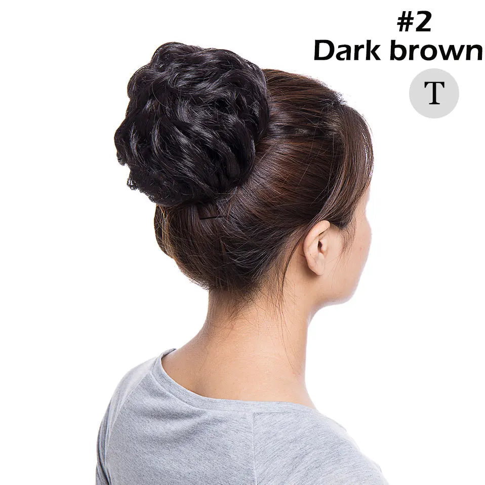 S-noilite Synthetic Elastic Band With Hair Curly Chignon Hair Women Drawstring Ponytail Hairpieces Black Brown Blonde Hairpiece