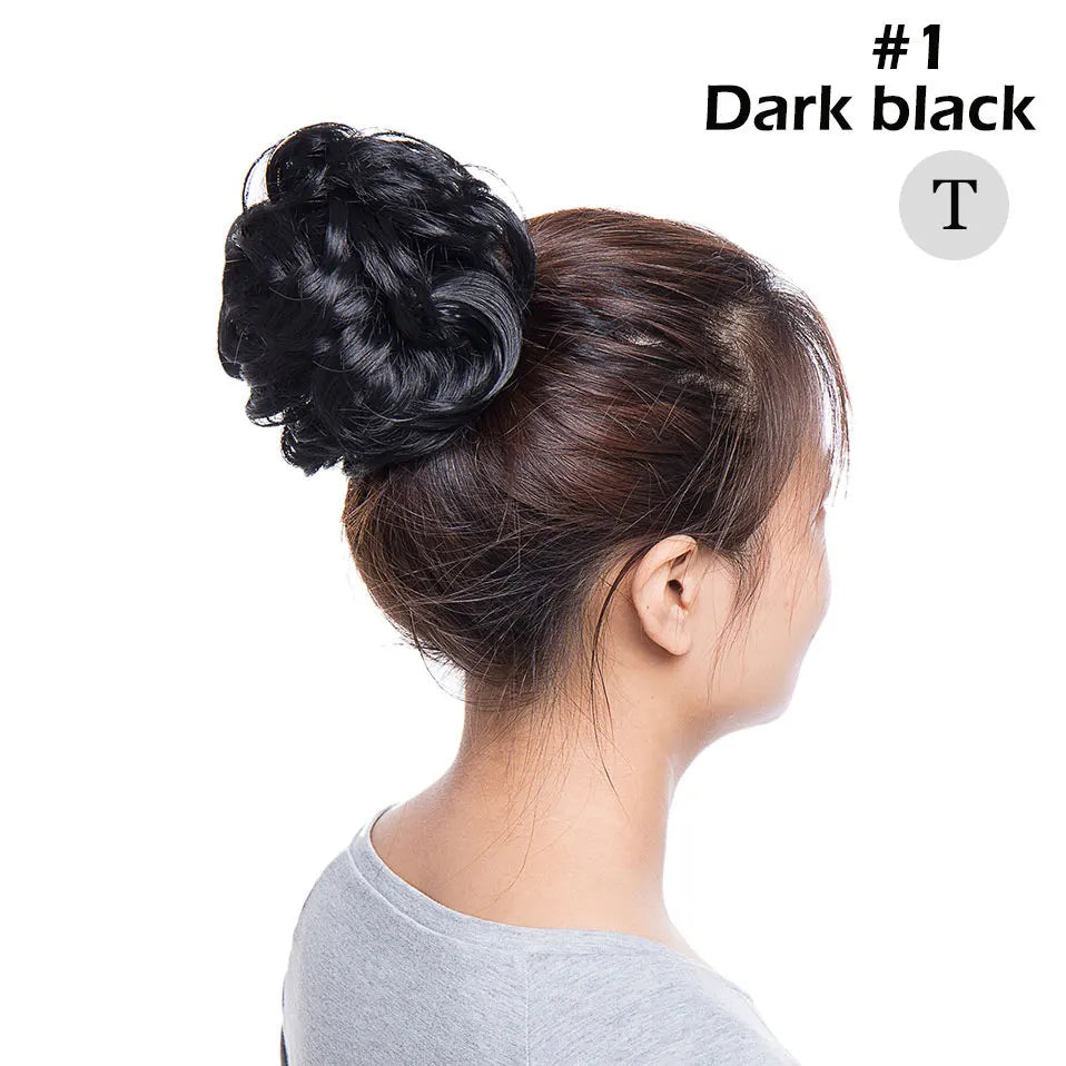 S-noilite Synthetic Elastic Band With Hair Curly Chignon Hair Women Drawstring Ponytail Hairpieces Black Brown Blonde Hairpiece