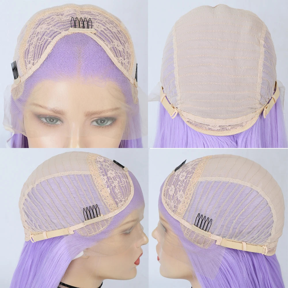 Charisma 60 Platinum Blonde Wig Synthetic Lace Front Wigs For Women Short Bob Style Wavy Hair Blond Frontal Wigs Cosplay